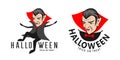 Count Dracula vector, Halloween vampire character collection logo design, isolated on white