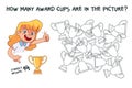 Count how many award cups are hidden in the picture. How many items are in picture. Educational game for children