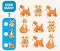 Count how many cats,hares,dogs is educational game. Maths task development of logical thinking of children. Royalty Free Stock Photo