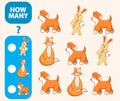 Count how many cats,hares,dogs is educational game. Maths task development of logical thinking of children. Royalty Free Stock Photo