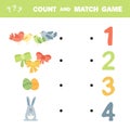 Count how many items. Vector educational game. Cute Easter elements Royalty Free Stock Photo