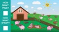 Count how many pigs and sheep, educational mathematical game. Counting game for preschool children. Vector illustration. Royalty Free Stock Photo