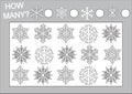 Count how many snowflakes and color them. Educational game