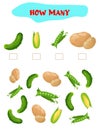 Count how many vegetables. Educational game for preschoolers Royalty Free Stock Photo