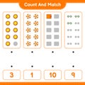 Count and match, count the number of Sun, Beach Umbrella, Wallet, Sunglasses and match with the right numbers. Educational