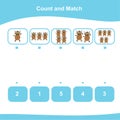 Counting and matching game for Preschool Children. Educational printable math worksheet. Additional game for kids.