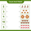 PrintCount and match, count the number of Hat, Bell, Sock, and match with the right numbers. Educational children game, printable