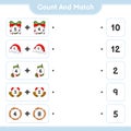 PrintCount and match, count the number of Hat, Bell, Sock, and match with the right numbers. Educational children game, printable