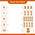 Count and match, count the number of Teddy Bear and match with the right numbers. Educational children game, printable worksheet,