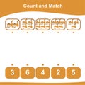 Count and match activity for kids with cute farm animal characters. The orange cat cute cartoon Royalty Free Stock Photo