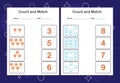 Count and Match worksheet for kids. Count and match with the correct number. Matching education