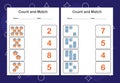 Count and Match worksheet for kids. Count and match with the correct number. Matching education