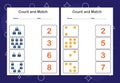 Count and Match worksheet for kids. Count and match with the correct number. Matching education