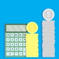 Count money with calculator Royalty Free Stock Photo