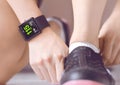 Count your bpm with the smartwatch application. Royalty Free Stock Photo