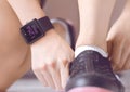Count your steps with the smartwatch application. Royalty Free Stock Photo