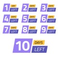 Countdown Badges. Days To Go Sale Labels With Day Left Numbers Royalty Free Stock Photo