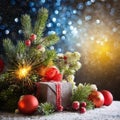 Countdown Charm: Glass Ornaments, Evergreen, and Garland Sparkle Royalty Free Stock Photo