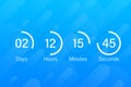 Countdown clock counter timer. UI app digital count down circle board meter with circle time pie diagram. Scoreboard of day, hour Royalty Free Stock Photo