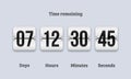 Countdown clock flip counter vector digital timer