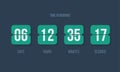 Countdown clock flip counter vector digital timer