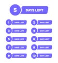 Countdown days left banner set isolated on background. Vector illustration