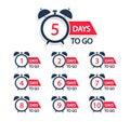 Countdown days to go badges. Numbers days left