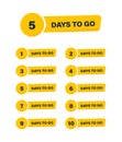 Countdown days to go banner set isolated on background. Vector illustration