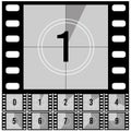 Countdown frames. Retro film movie timer universal counter with numbers. Vector set