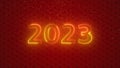 Countdown Happy Chinese New Year, Lunar New Year or Spring Festival text neon and firework 2023 with Oriental ornamental elements