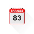 Countdown icon 83 Days Left for sales promotion. Promotional sales banner 83 days left to go