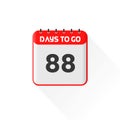 Countdown icon 88 Days Left for sales promotion. Promotional sales banner 88 days left to go