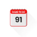 Countdown icon 91 Days Left for sales promotion. Promotional sales banner 91 days left to go