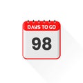 Countdown icon 98 Days Left for sales promotion. Promotional sales banner 98 days left to go