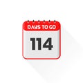 Countdown icon 114 Days Left for sales promotion. Promotional sales banner 114 days left to go