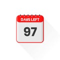 Countdown icon 97 Days Left for sales promotion. Promotional sales banner 97 days left to go