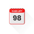 Countdown icon 98 Days Left for sales promotion. Promotional sales banner 98 days left to go