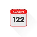 Countdown icon 122 Days Left for sales promotion. Promotional sales banner 122 days left to go