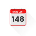 Countdown icon 148 Days Left for sales promotion. Promotional sales banner 148 days left to go