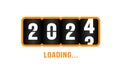 2024 countdown loading bar Progress digital technology black and yellow color background. happy new year 2024 loading bar. Royalty Free Stock Photo