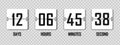 Countdown. Mechanical flipboard. Realistic scoreboard. Time. Vector illustration