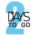 Countdown number design. Bold two days text. Blue 2 numeral focus. Minimal timer graphic.