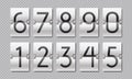Countdown numbers. Flip clock counter, time elements for digital scoreboard and analog timer. Vector countdown remaining