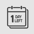 Countdown daily page calendar icon - 1 day left Royalty Free Stock Photo