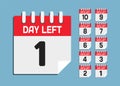 Countdown daily page calendar icon - 1 day left