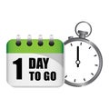 Countdown stopwatch calendar. One 1 day. Time management vector. White background Royalty Free Stock Photo