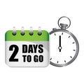Countdown stopwatch calendar. Two 2 days. Time management vector. White background Royalty Free Stock Photo