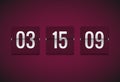 Countdown timer clock counter. Flip vector timer template. Display information of minute, hour. Scoreboard info