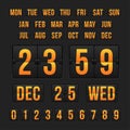 Countdown timer and date, calendar scoreboard