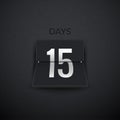 Countdown timer days counter. Flip vector timer template. Display information of days. Scoreboard info